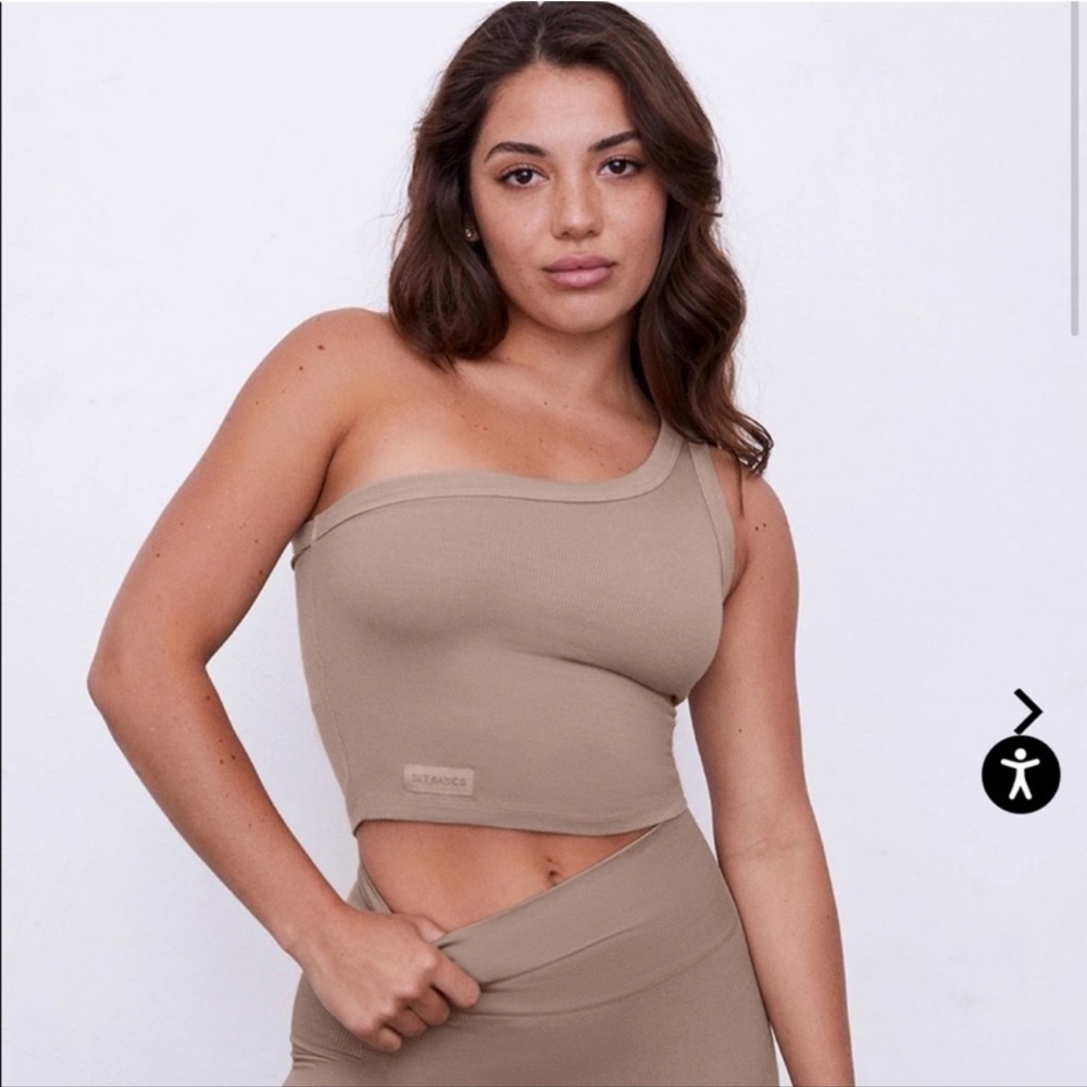 SET Active Ribbed Tan Crop Top